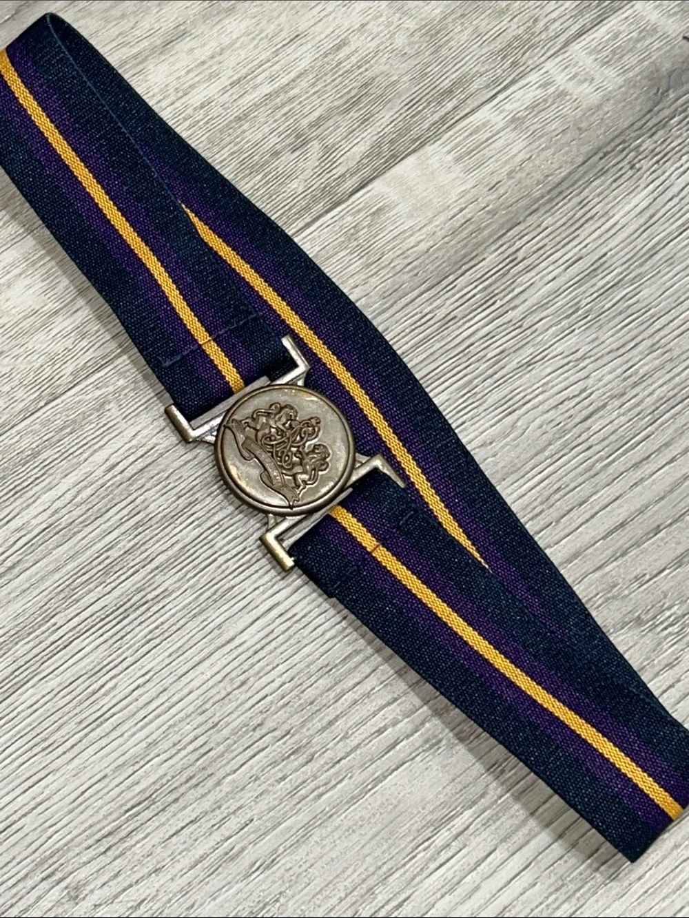 Ralph Lauren Vintage Navy Web Belt with Stripe and Brass Crest Buckle Boys 3T